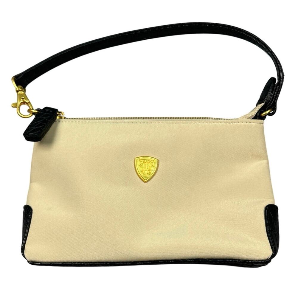 Etienne Aigner Beige Nylon Mini Shoulder Bag Croc Trim